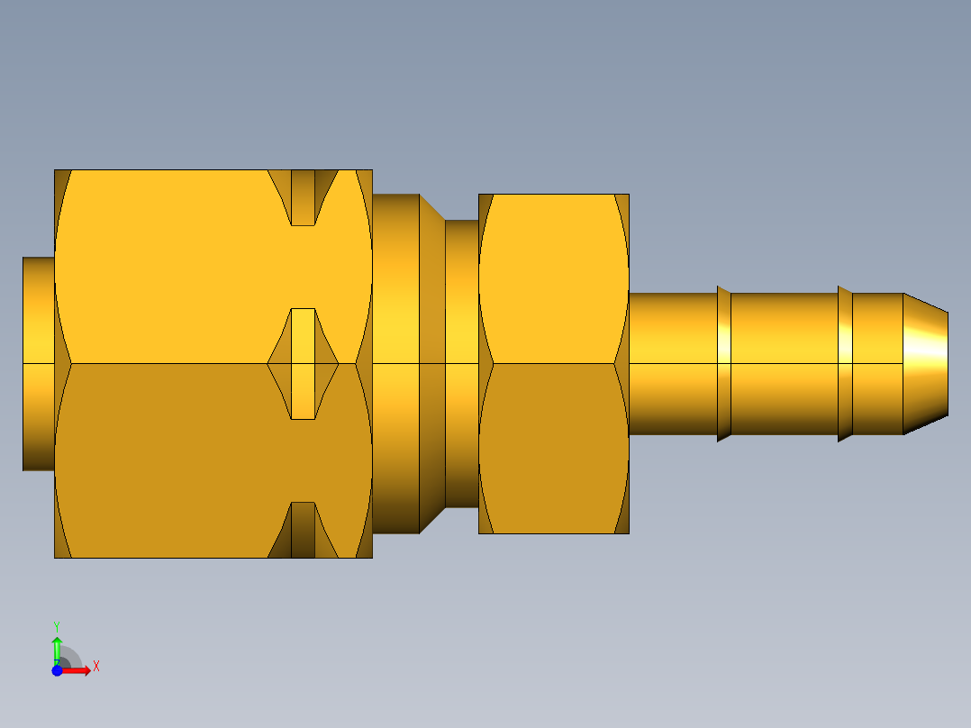 工业通用螺蚊管倒齿式工业硬管接头Union 22CA-4-4前视图