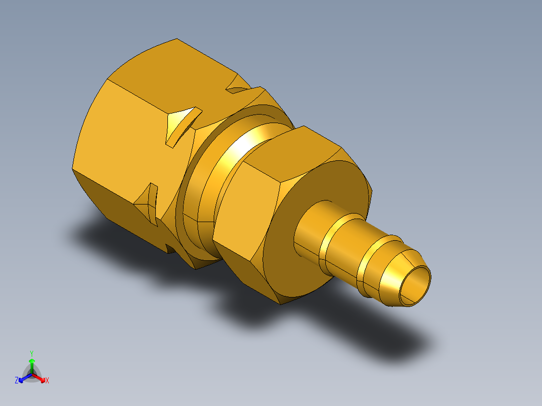 工业通用螺蚊管倒齿式工业硬管接头Union 22CA-4-4正等轴测图
