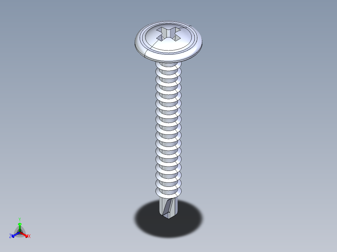 紧固件-IGES Drill-Tip Saucer Screw-01主视图
