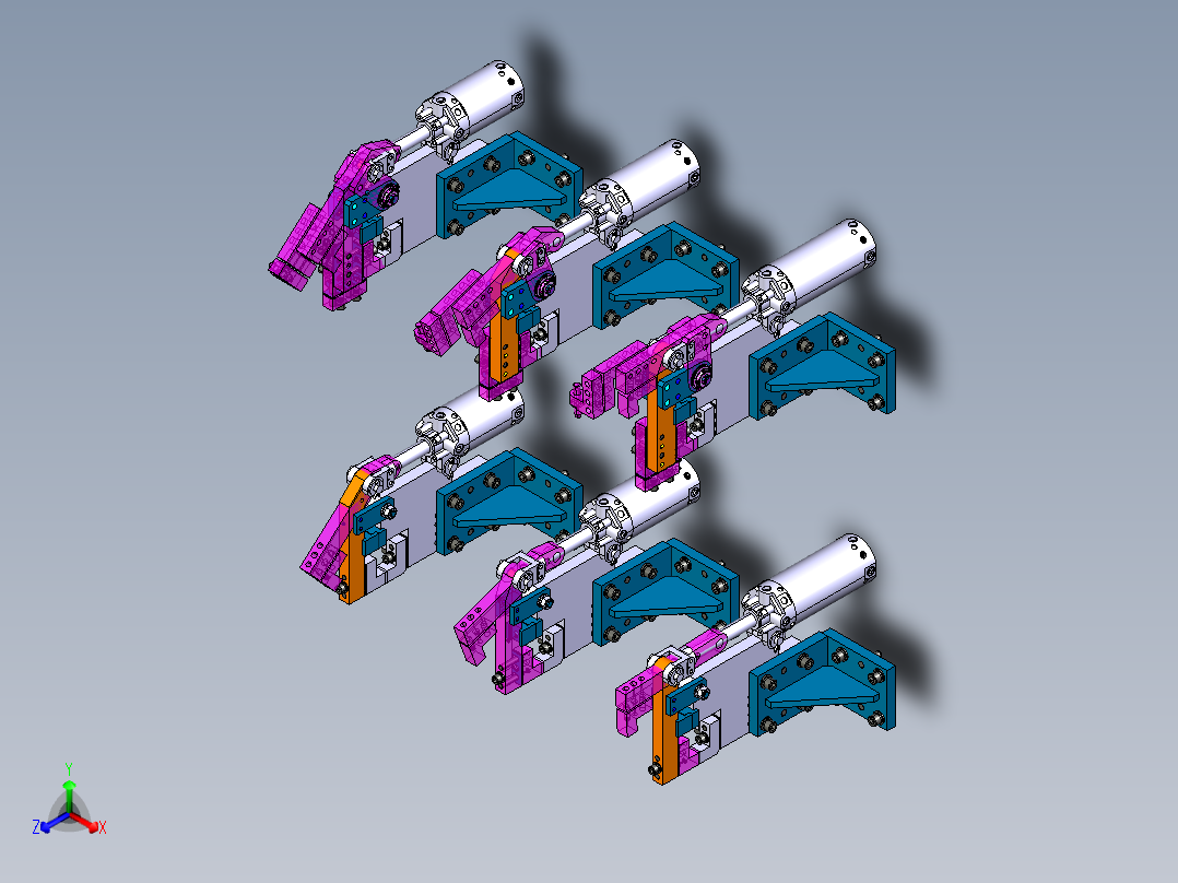 夹具气缸加紧单元标准样式正等轴测图