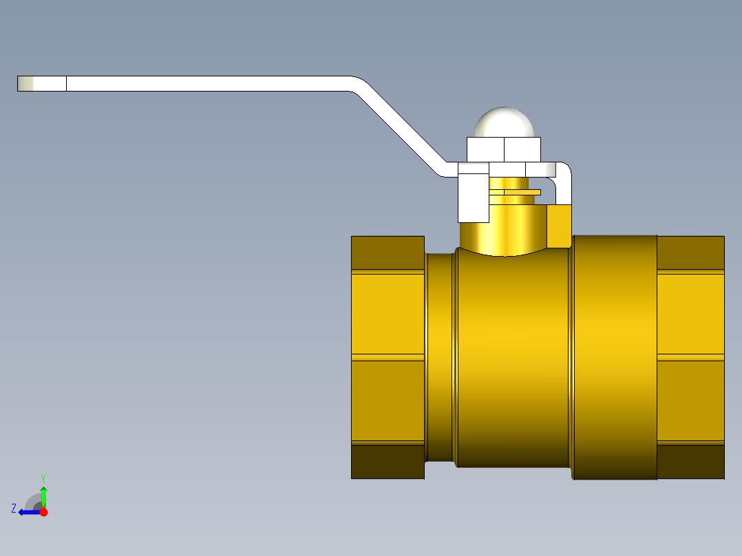 管道手动球阀-水管开关阀-手动阀门DN25手动铜球阀右视图