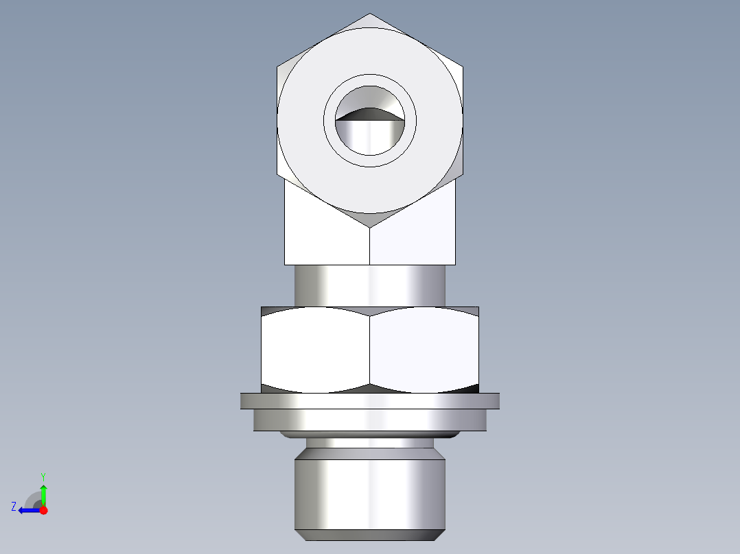 卡套式工业通用硬管接头EO_Adjustable_Locknut_elbow_WEE06ZLLRCF右视图