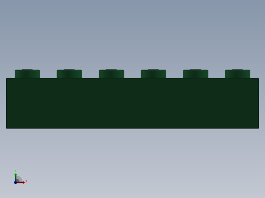 乐高套装 4421基本积木-4181135 - 2456 - 44237 Dark Green Brick 2 x 6.SLDPRT前视缩略图
