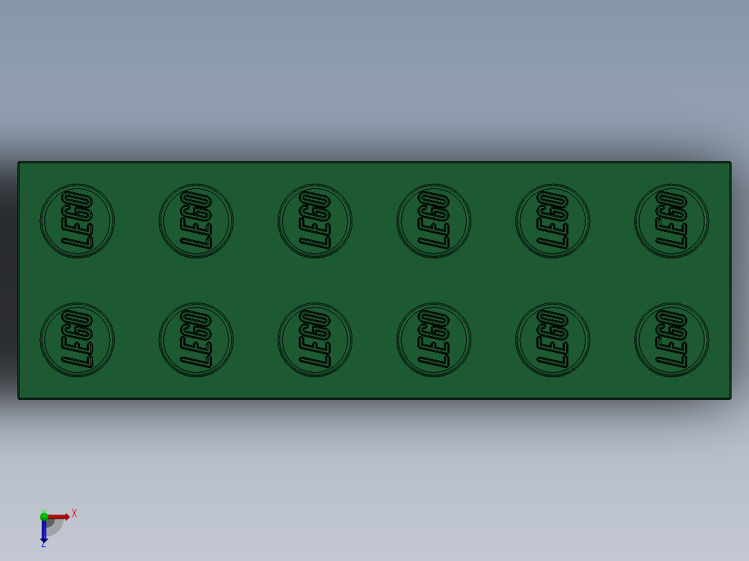 乐高套装 4421基本积木-4181135 - 2456 - 44237 Dark Green Brick 2 x 6.SLDPRT俯视图