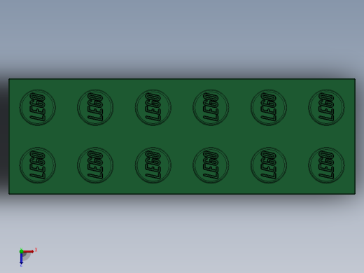 乐高套装 4421基本积木-4181135 - 2456 - 44237 Dark Green Brick 2 x 6.SLDPRT俯视缩略图