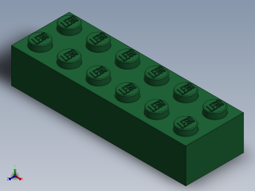 乐高套装 4421基本积木-4181135 - 2456 - 44237 Dark Green Brick 2 x 6.SLDPRT正等轴测缩略图