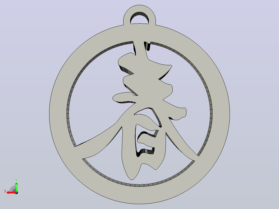 春字吊饰后视图
