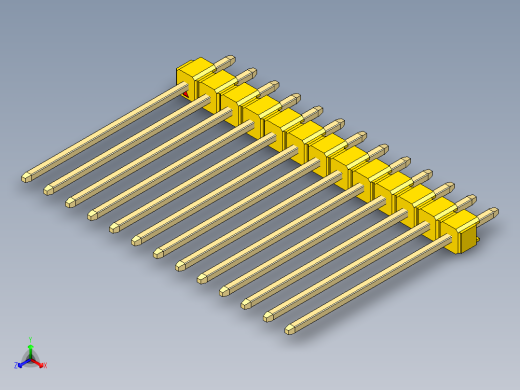 彩色公头100mil（2.54mm）系列-DS1021_yellow_1x13p_100mil_Type19_rev1.0
