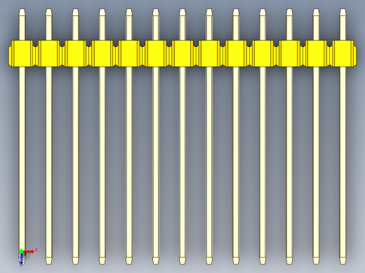 彩色公头100mil（2.54mm）系列-DS1021_yellow_1x13p_100mil_Type19_rev1.0俯视缩略图