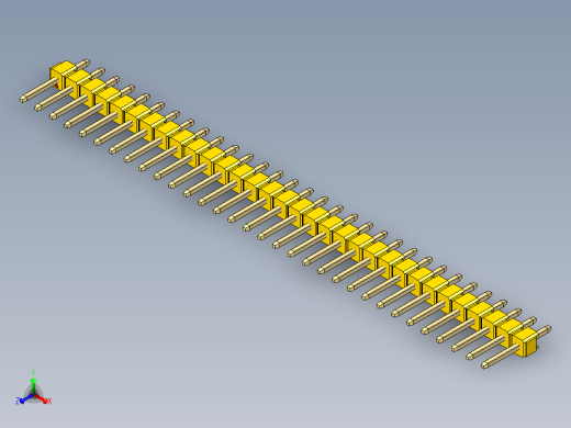 彩色公头100mil（2.54mm）系列-DS1021_yellow_1x32p_100mil_Type1_rev1.0正等轴测缩略图