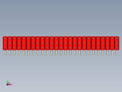 彩色公排针 100mil 2.54mm 系列-DS1022_red_3x25p_100mil_TypeD_rev1.0前视缩略图