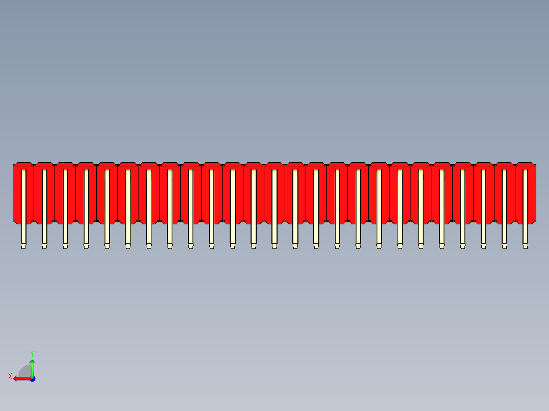 彩色公排针 100mil 2.54mm 系列-DS1022_red_3x25p_100mil_TypeD_rev1.0后视图