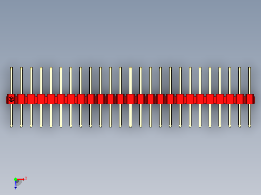 彩色公排针 100mil 2.54mm 系列-DS1022_red_3x25p_100mil_TypeD_rev1.0俯视缩略图