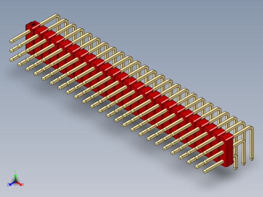 彩色公排针 100mil 2.54mm 系列-DS1022_red_3x25p_100mil_TypeD_rev1.0正等轴测缩略图