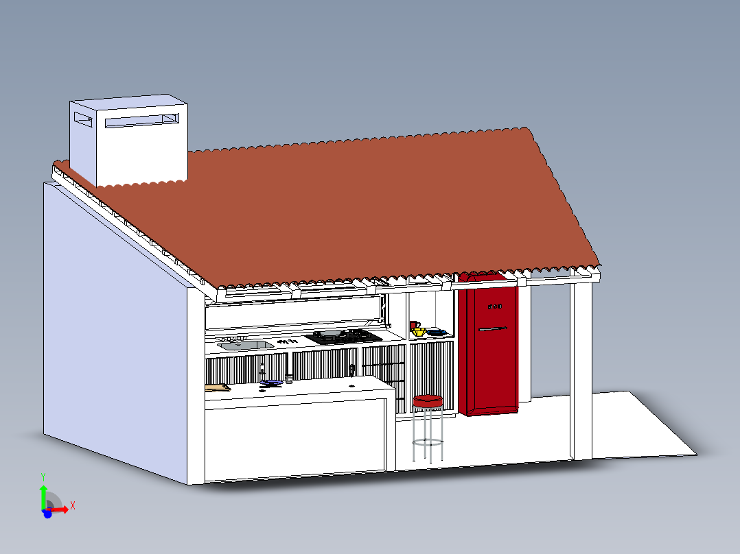 烧烤区户外厨房西南
