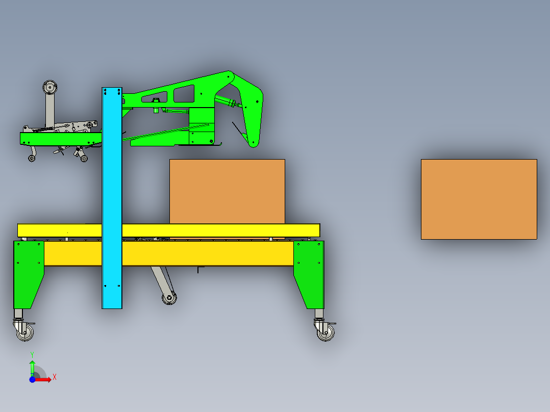 自动折盖封箱机总装配含三维二维说明书前视图