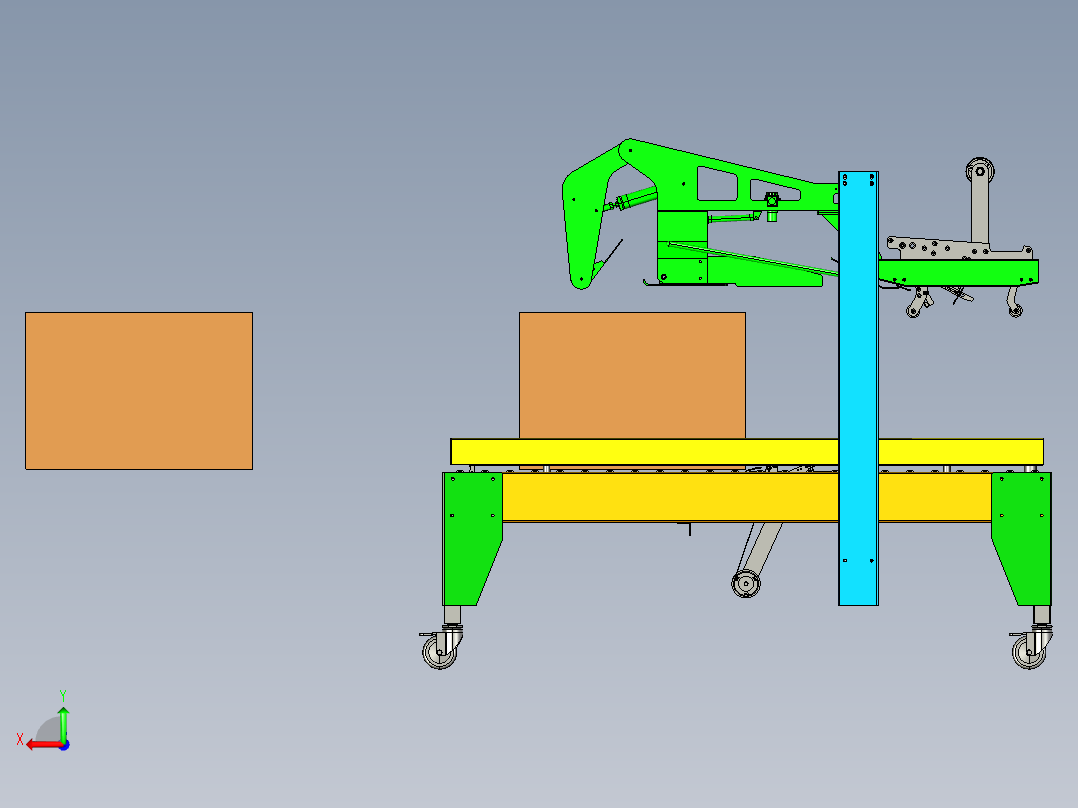 自动折盖封箱机总装配含三维二维说明书后视图