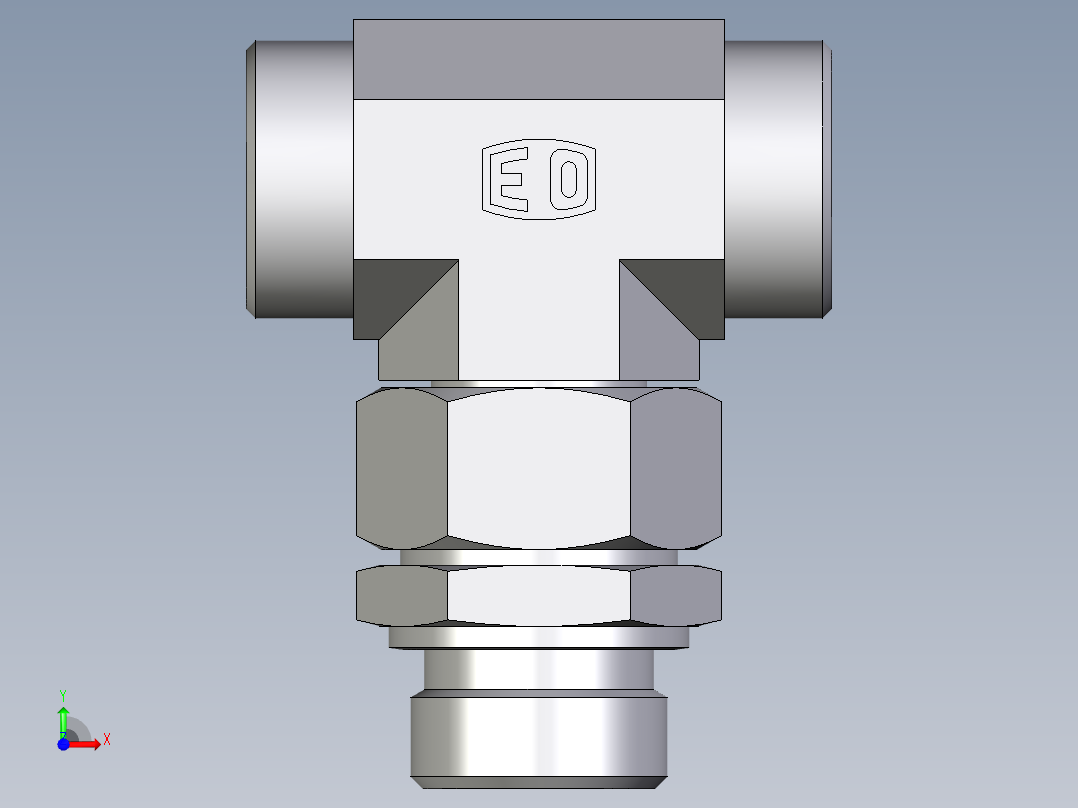 卡套式工业通用硬管接头EO_Assembled_adjustable_standpipe_branch_tee_EVT28LROMD71前视图