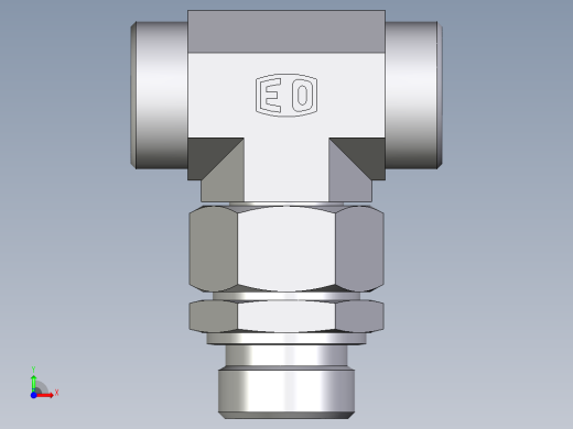 卡套式工业通用硬管接头EO_Assembled_adjustable_standpipe_branch_tee_EVT28LROMD71前视缩略图