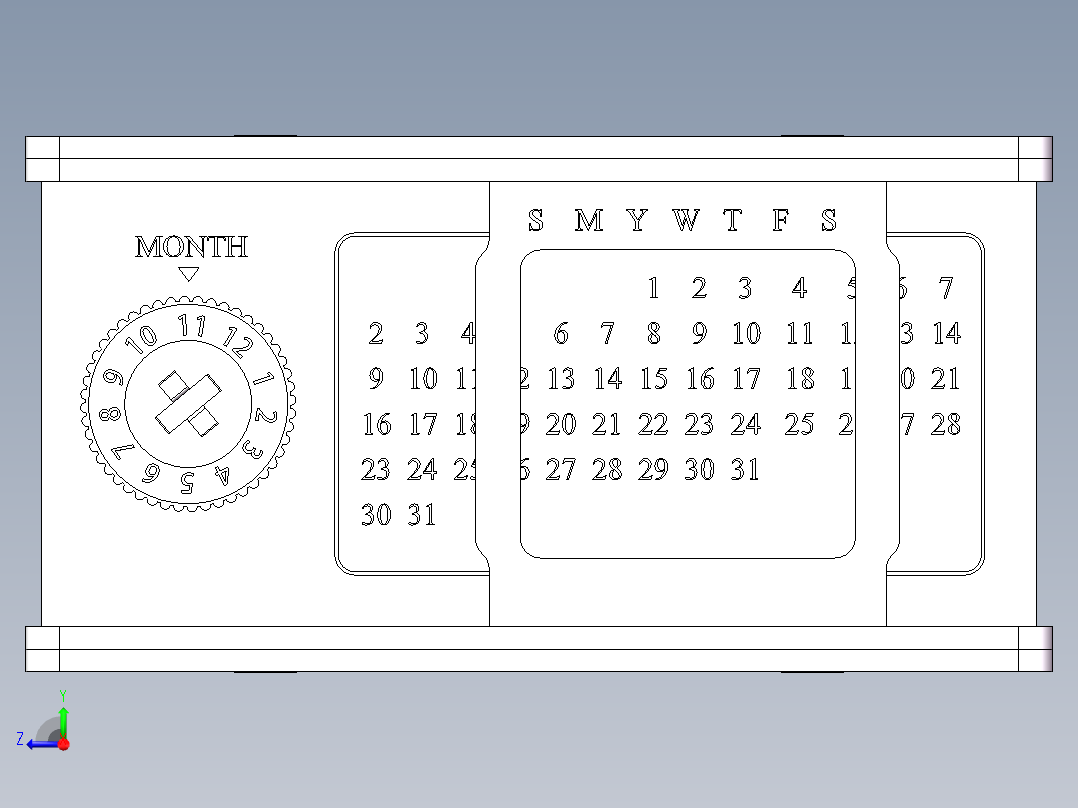日历笔筒右视图