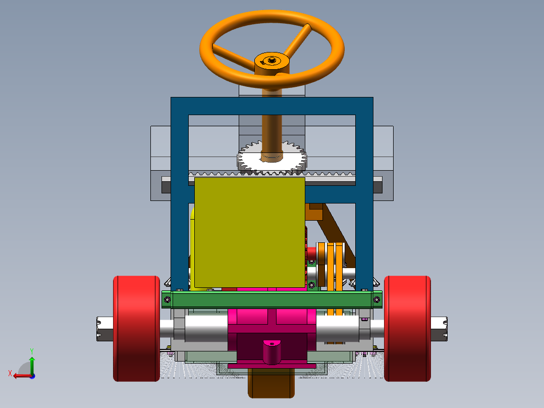 清扫小车模型后视图
