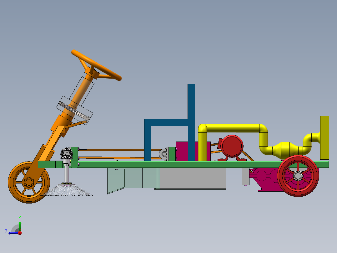 清扫小车模型右视图