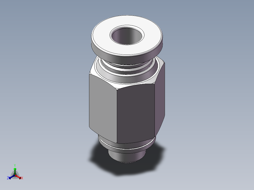 螺纹直通APC4-M5（M5-4厘）正等轴测图