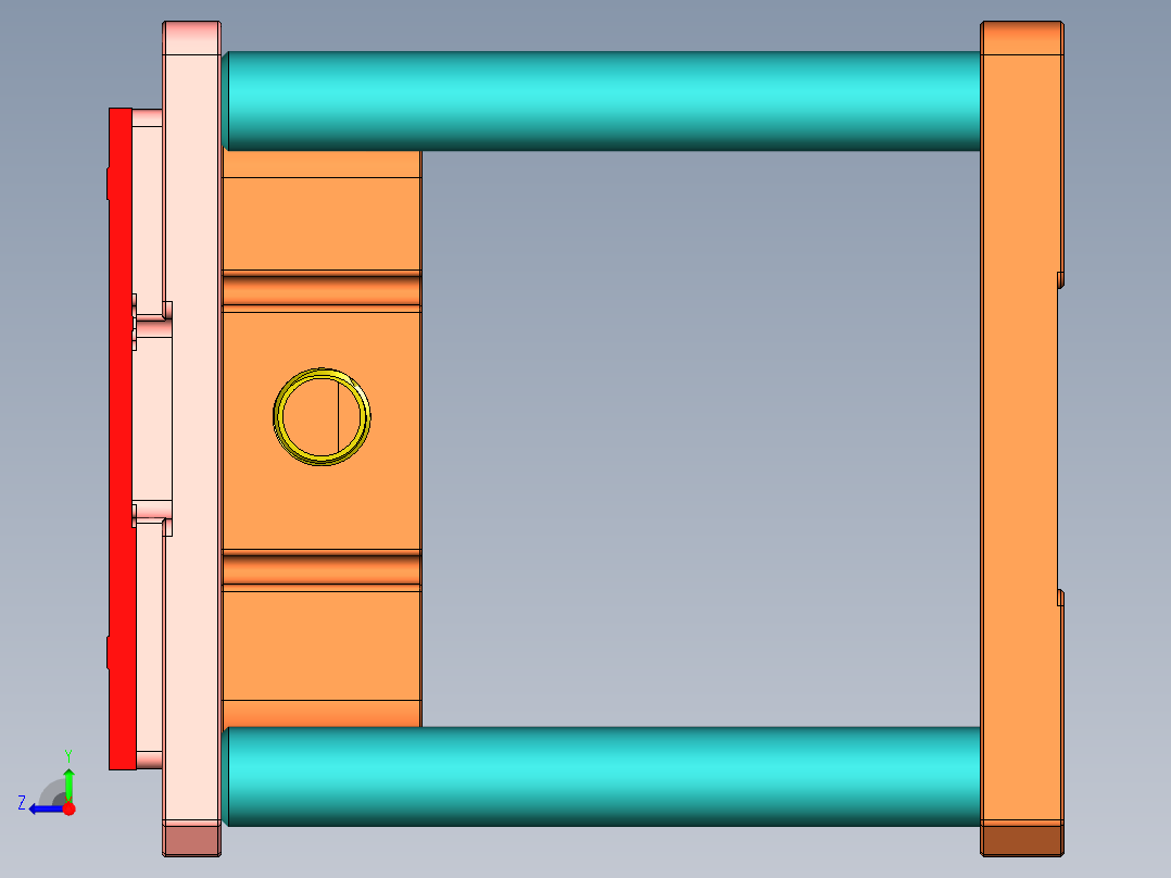 铝挤铝板粗铣侧面+上侧孔工装治具模型三维+CAD右视图