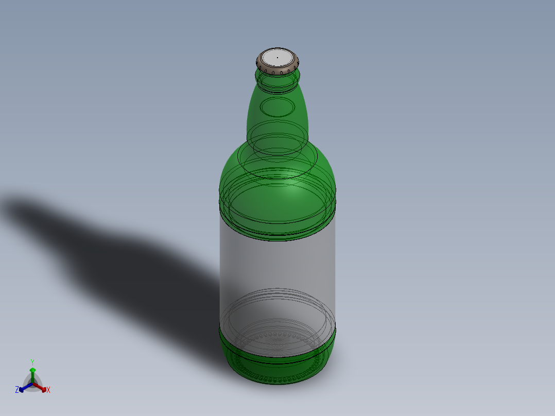 啤酒瓶、瓶子(2)正等轴测图