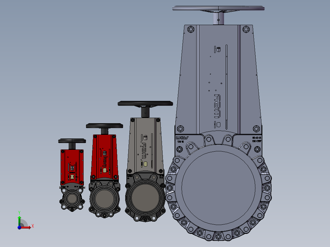 4款VNA DN-半凸耳刀闸阀模型前视图