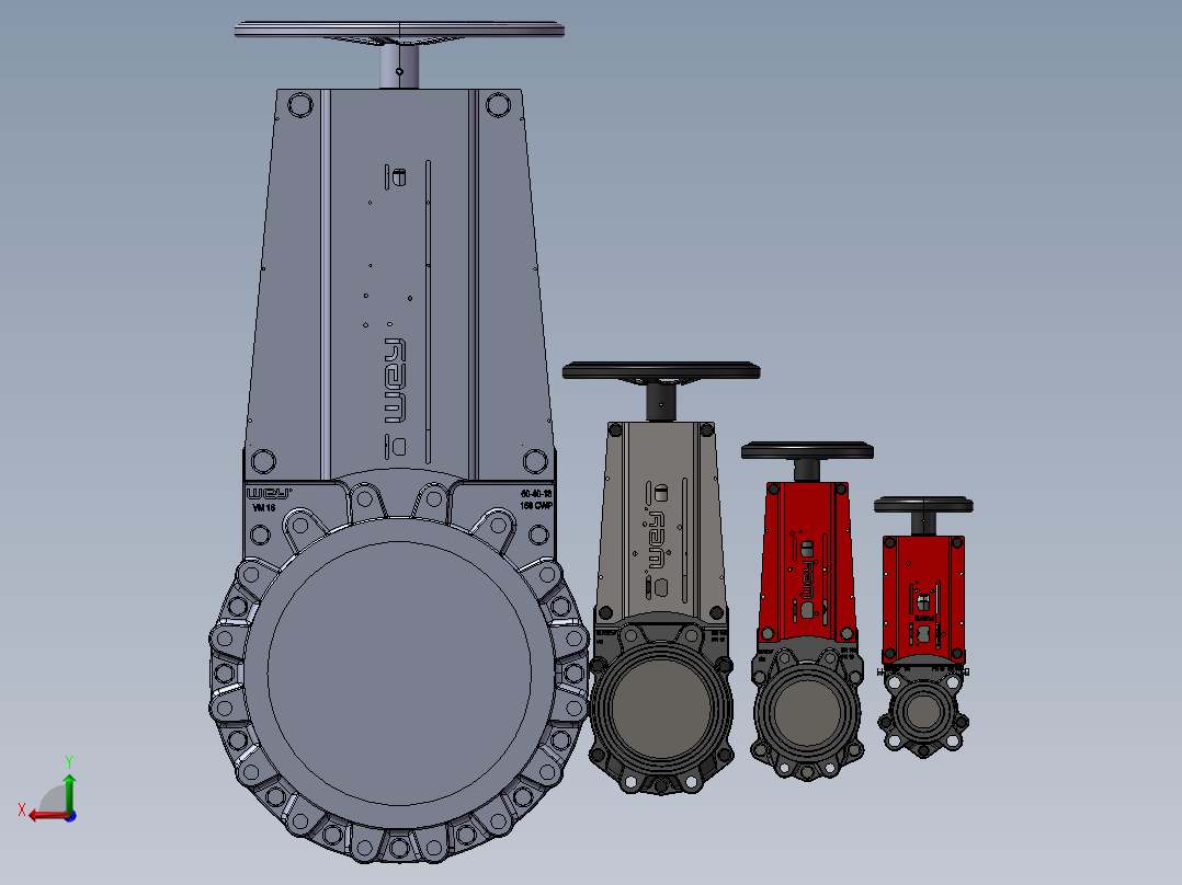 4款VNA DN-半凸耳刀闸阀模型后视图