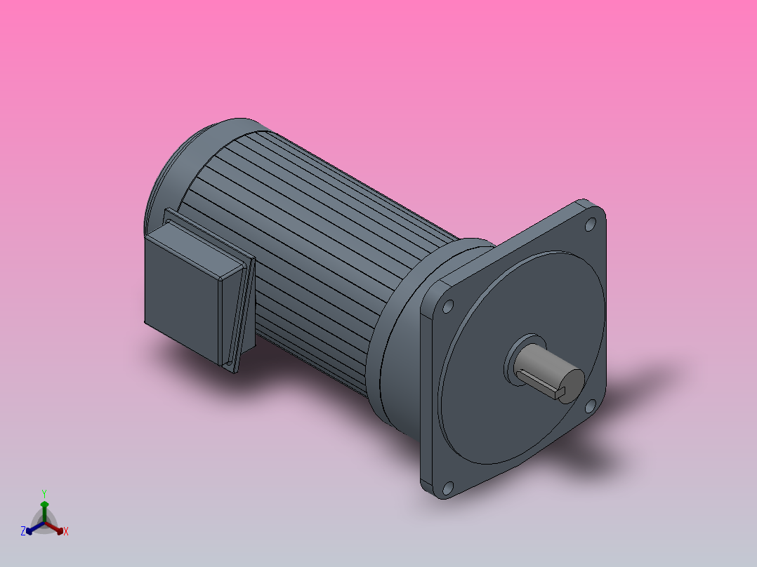 GV22型：立式三相齿轮减速马达[GV-28-100-250~1800-S]正等轴测图