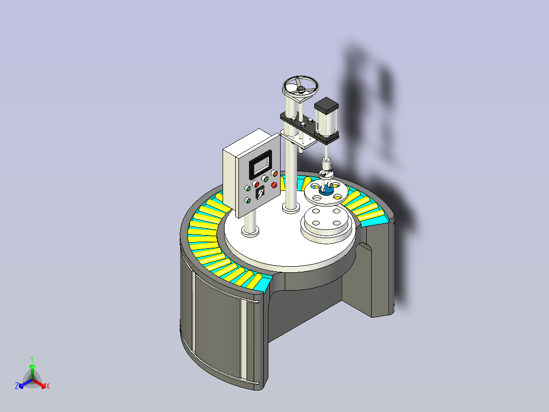 瓶盖自动压缩机三维模型设计正等轴测图