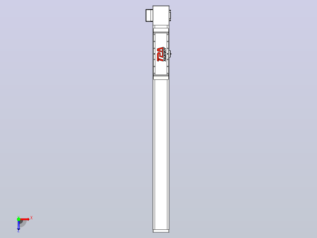 伺服电机集成皮带传动直线执行器TPA-OCB-120-224-L950-RP-P75-N3俯视图