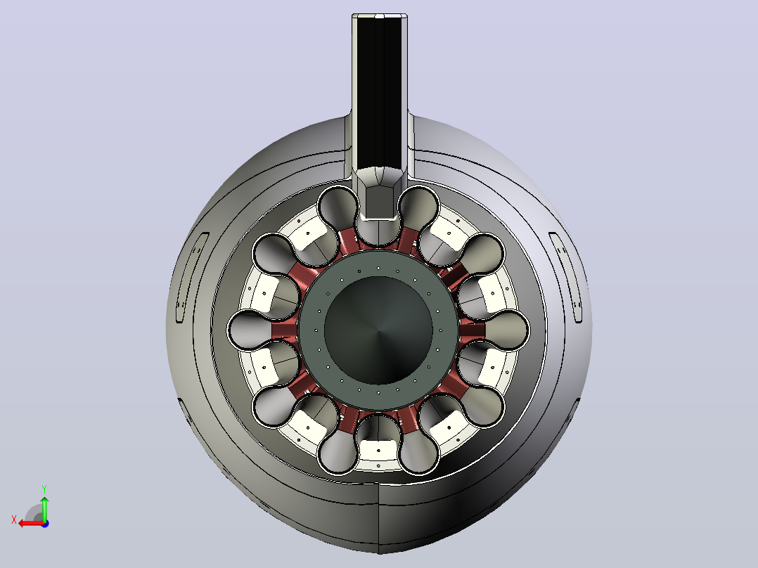 Turbo Fan Jet Engine涡轮风扇喷气发动机3D图纸 INVENTOR设计后视图