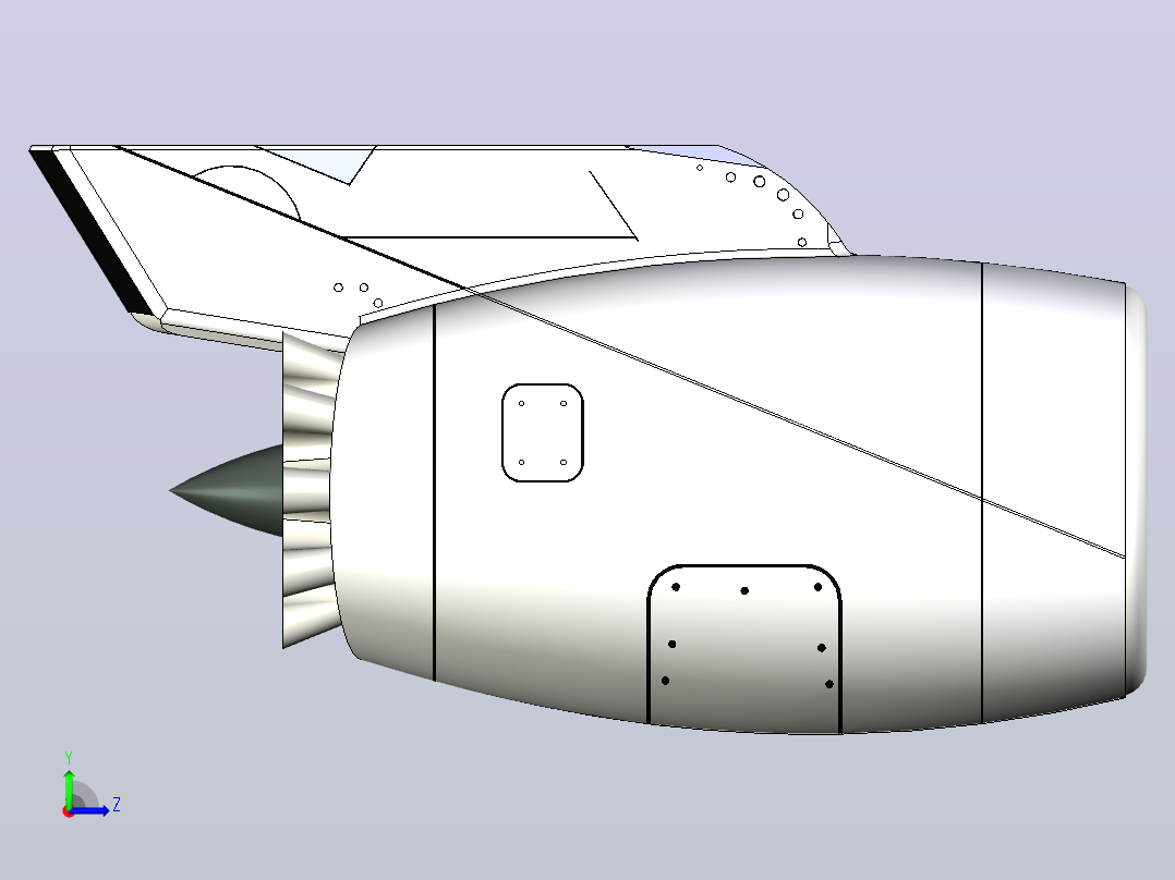 Turbo Fan Jet Engine涡轮风扇喷气发动机3D图纸 INVENTOR设计左视图