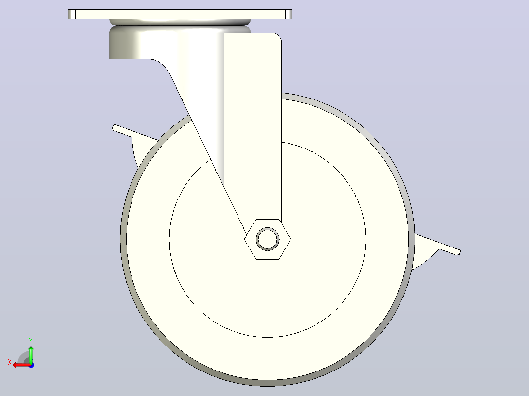 中载型(120~150kg)侧轮刹型脚轮[CAHC125-U]后视图