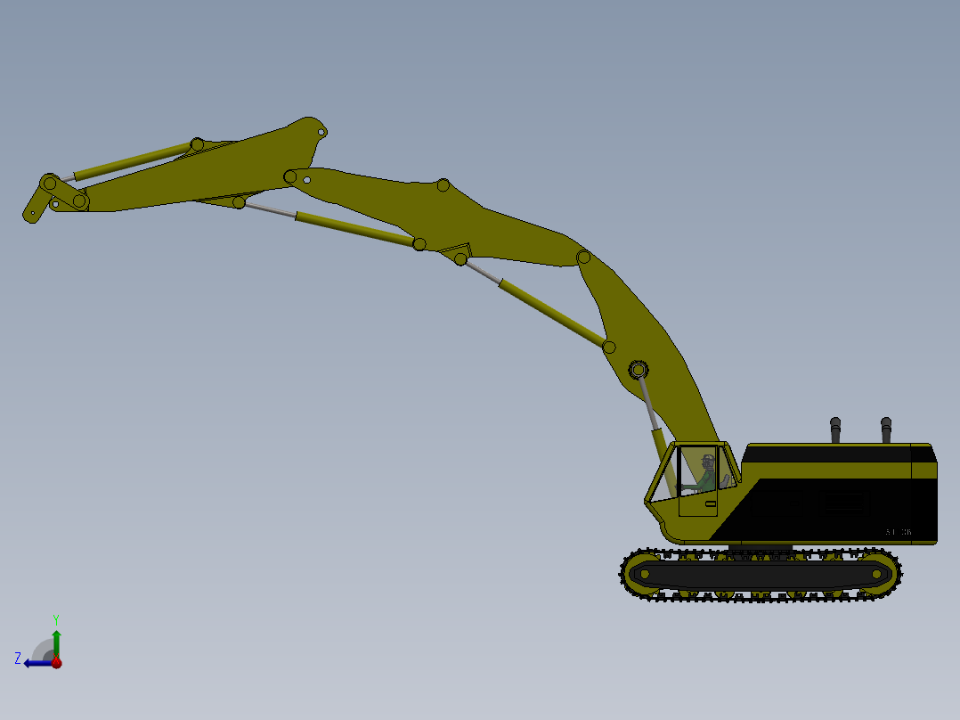 CAT 5110B重型矿用挖土机外壳模型3D图纸 solidworks2014设计右视图