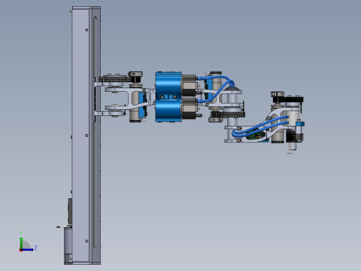 升降式四轴scara机器人SolidWorks3d图纸四轴内部结构图三维模型左视缩略图