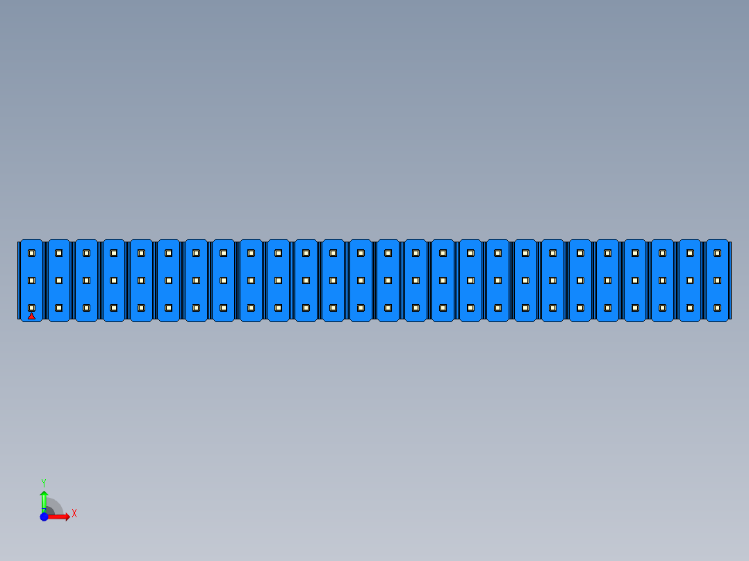 彩色公头100mil（2.54mm）系列-DS1021_blue_3x26p_100mil_Type19_rev1.0前视图