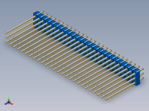 彩色公头100mil（2.54mm）系列-DS1021_blue_3x26p_100mil_Type19_rev1.0正等轴测缩略图
