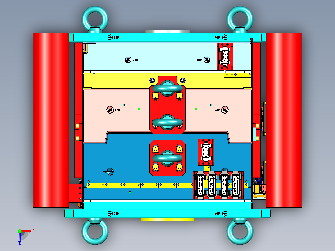 迈腾汽车日间行车灯底壳注塑模具设计俯视图
