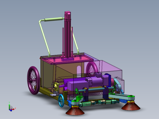 推动式路面垃圾清扫小车三维