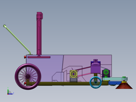 推动式路面垃圾清扫小车三维左视缩略图