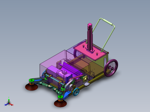 推动式路面垃圾清扫小车三维正等轴测缩略图