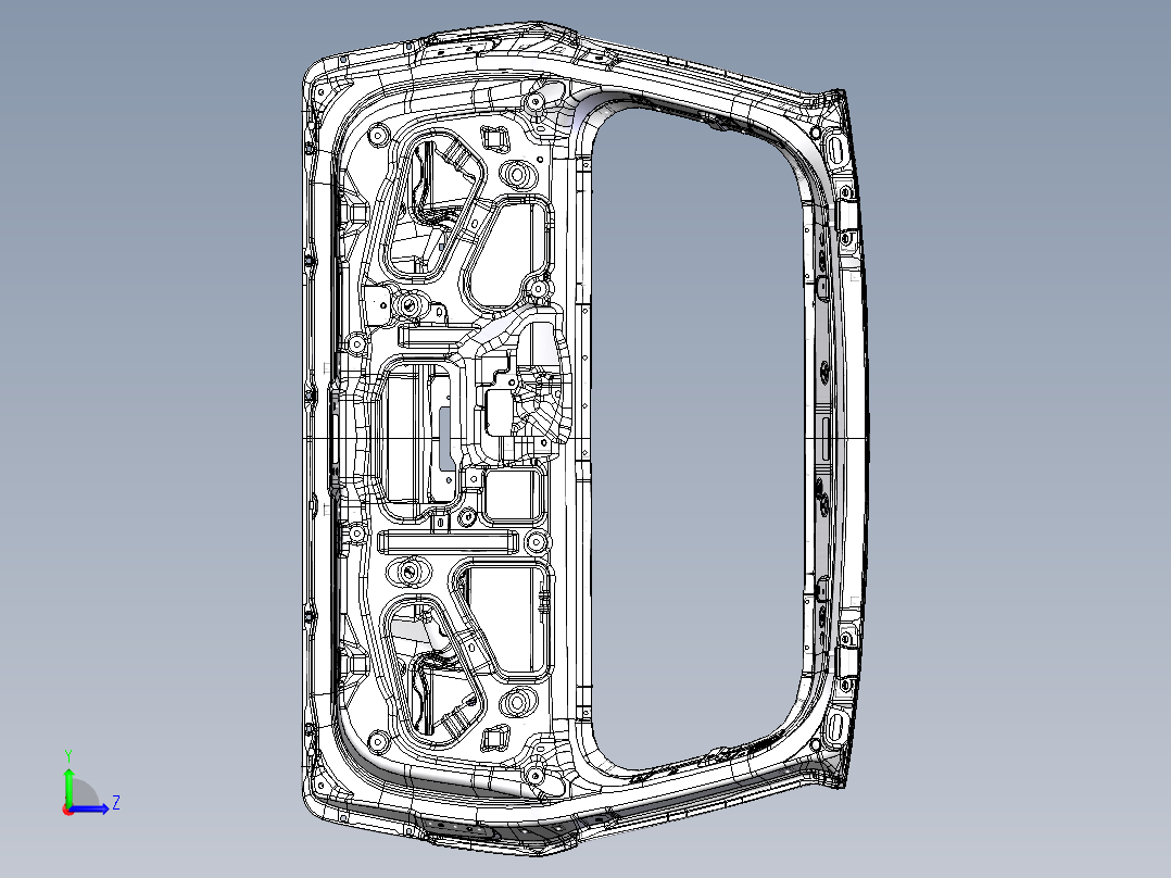 沃尔沃汽车尾门结构设计三维左视图