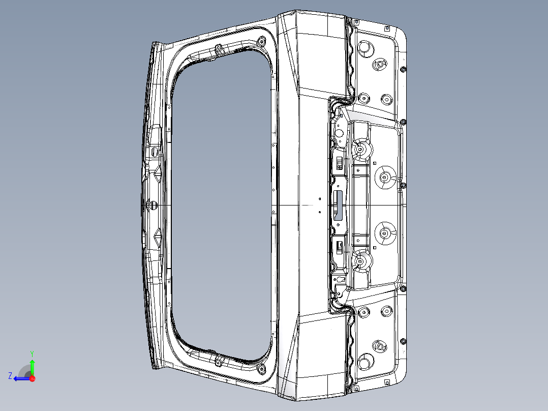 沃尔沃汽车尾门结构设计三维右视图