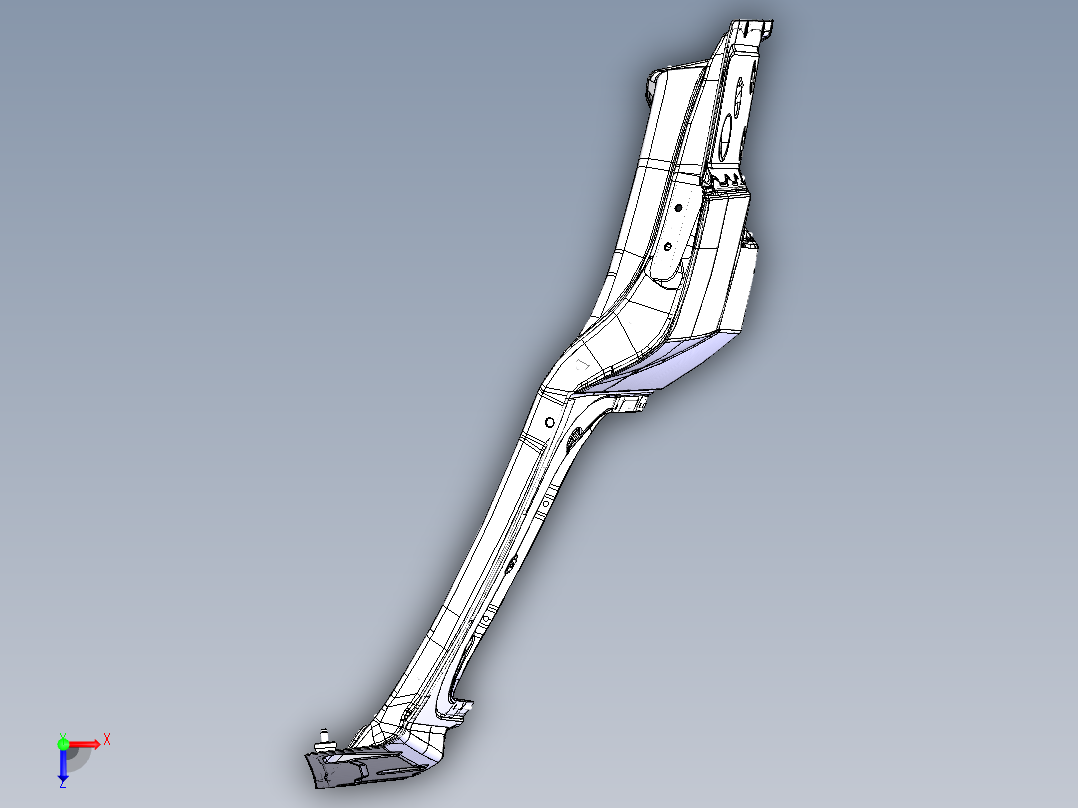 沃尔沃汽车尾门结构设计三维俯视图