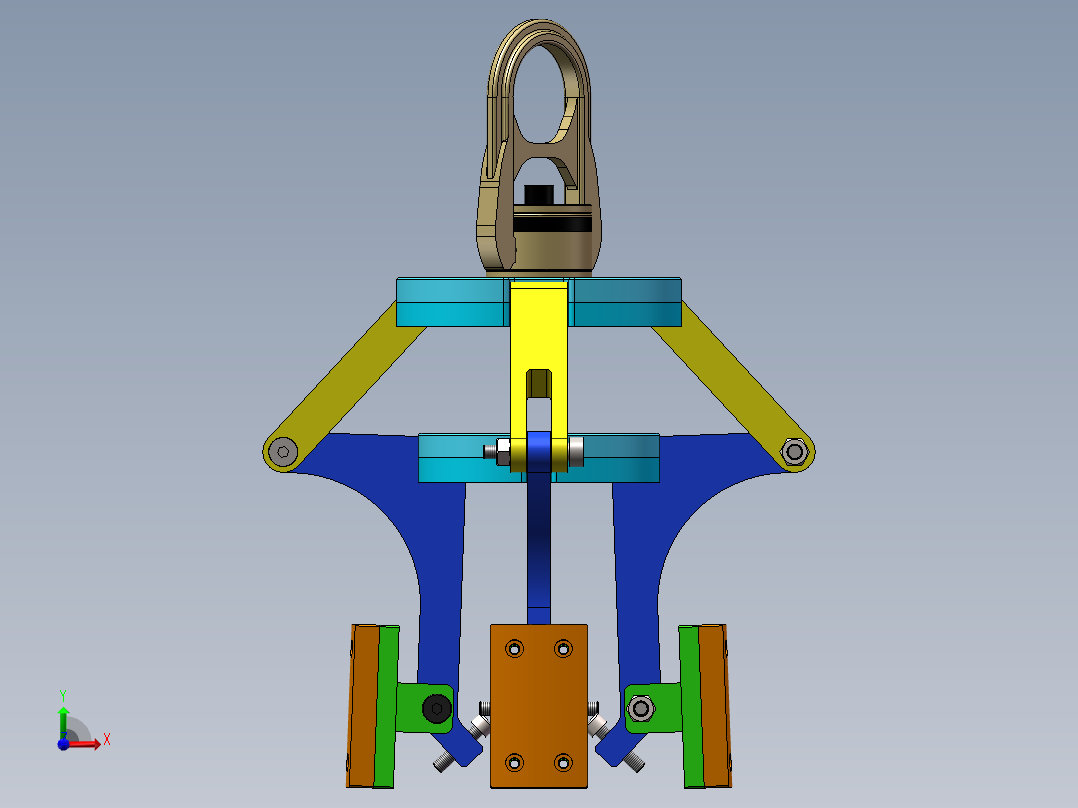 机械内撑夹爪吊具三维SW模型设计前视图