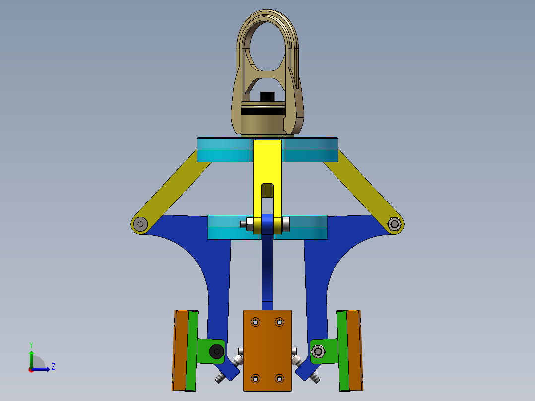 机械内撑夹爪吊具三维SW模型设计左视图